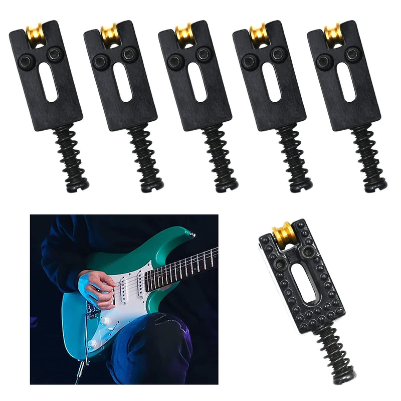 6 Roller Guitar Bridge Saddles, 10.5mm Guitar Tremolo Saddles Modern Style for Fender Strat Tele Electric Guitar Replacement, Black