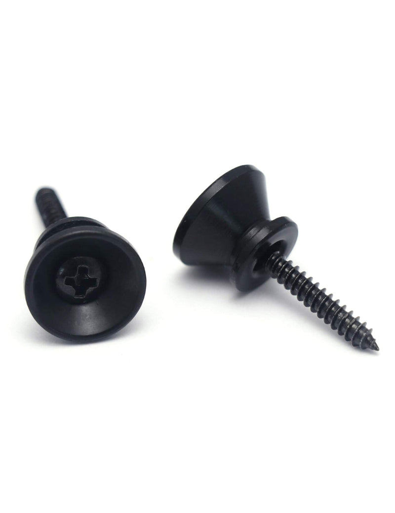 Metallor Guitar Strap Buttons Metal Guitar Strap Locks End Pins with Mounting Screws for Folk Acoustic Electric Guitar or Bass Ukulele Set of 2Pcs Bell Style. (Black) Black
