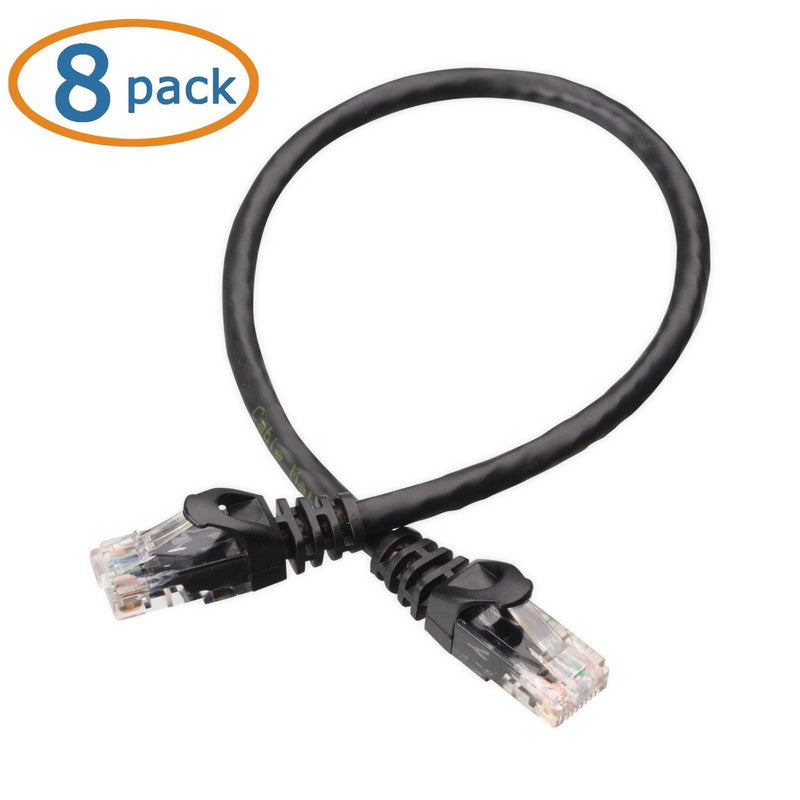 [AUSTRALIA] - Cable Matters 8-Pack Snagless Short Cat5e Ethernet Cable 1 ft (Cat5e Cable, Cat 5e Cable, Internet Cable, Network Cable) in Black 1 Foot 