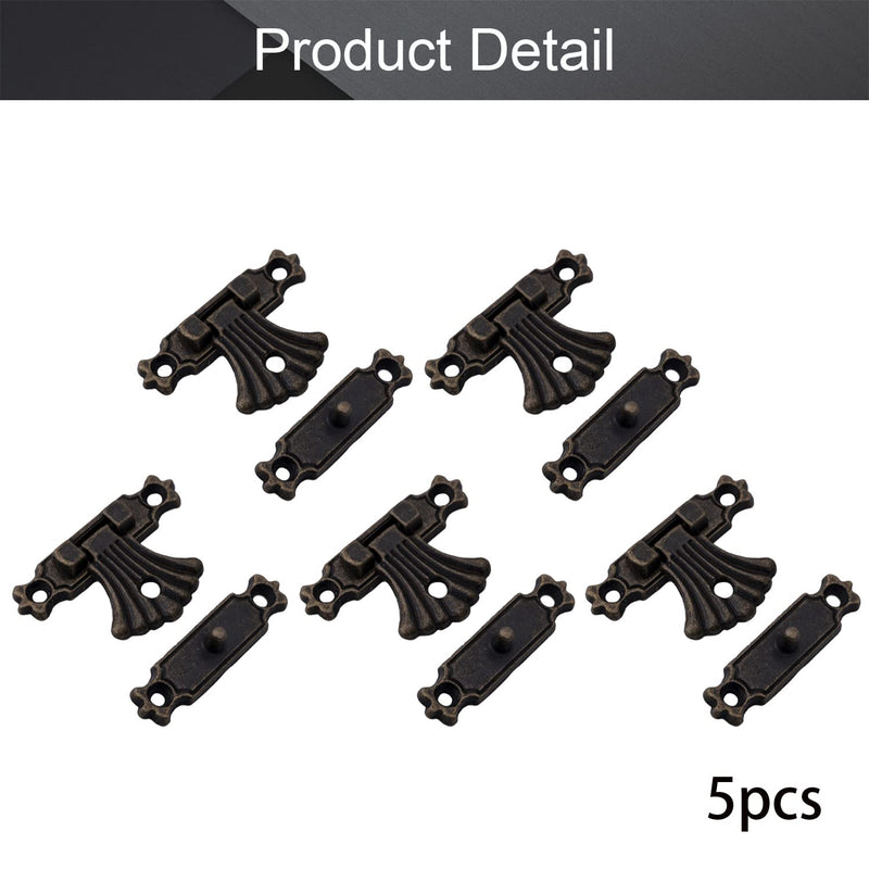 MroMax 5 Sets Closed Hasp Lock 1.46" x 1.06"Rectangular Hasp Lock Zinc Alloy Latch Lock Bronze Tone 37mm x 27mm (LxW)
