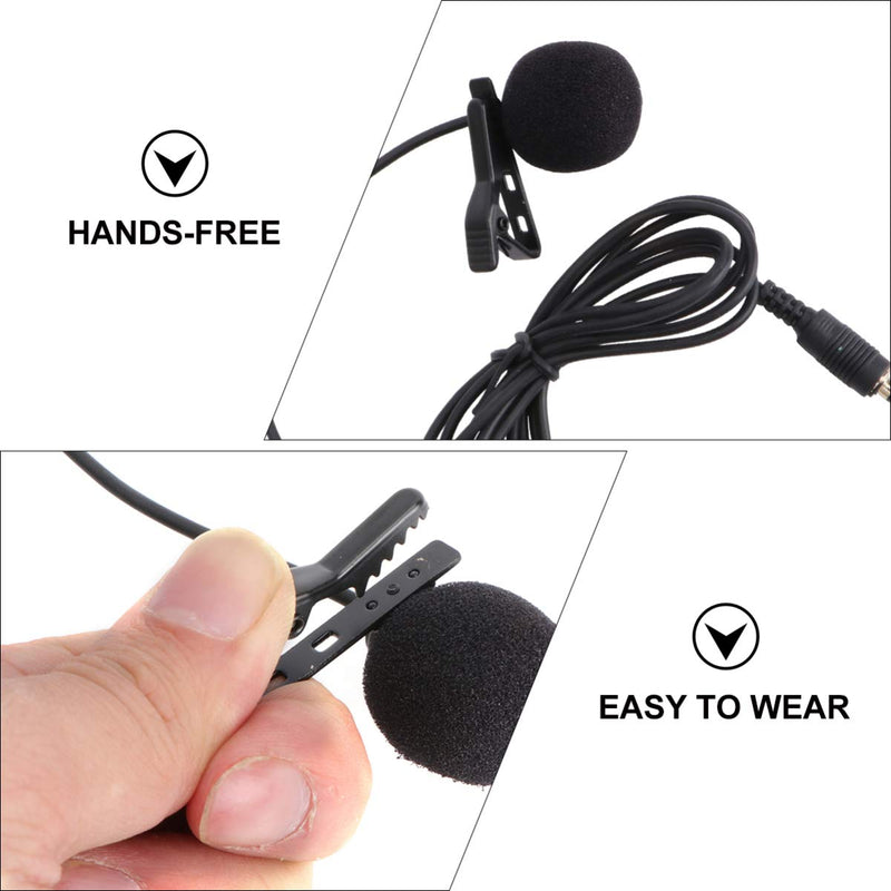 Hemobllo Mini Microphone Portable Clip on Lapel Lavalier Condenser Wired Microphone Mic for Mobile Phone Camera Laptop (Black)