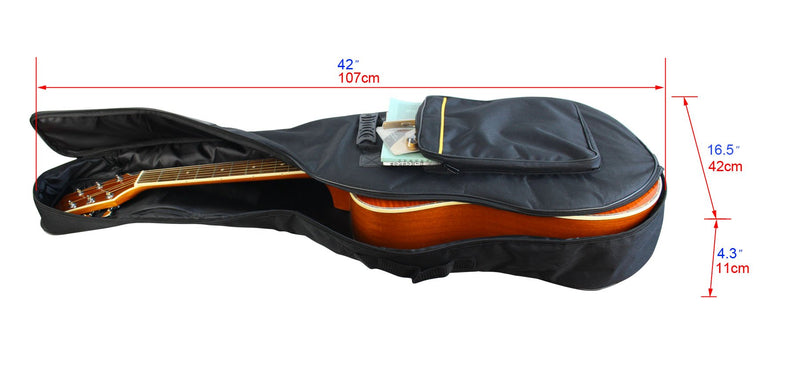 YMC 41 Inch Waterproof Dual Adjustable Shoulder Strap Acoustic Guitar Gig Bag 5mm Padding Backpack with Accessories(Picks, Pick holder, Strap Lock, String Winder) -For 40" & 41-Inch Acoustic Guitar 41 Inch Acoustic Guitar