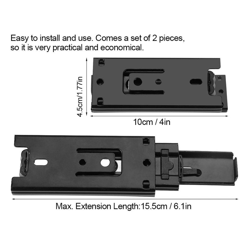 2 Pcs Mini Short Drawer Slides Sliding Cabinet Organizer Furniture Guide Rail Full Extension Kitchen Cupboard Hardware(4in) 4in