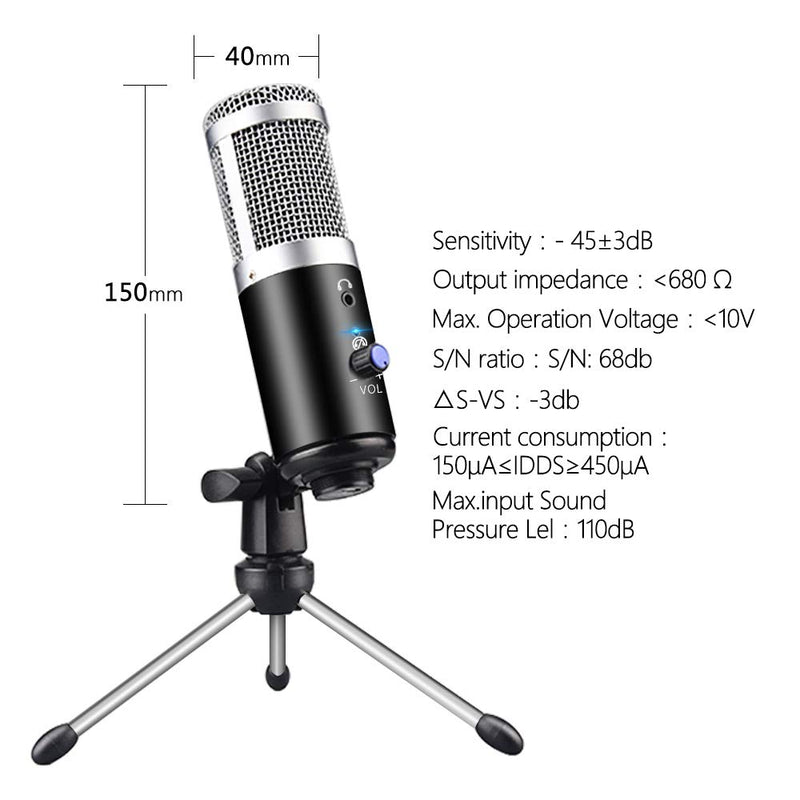 [AUSTRALIA] - USB Microphone, Ksera Condenser Microphone for Computer/Laptop,Plug & Play with Tripod Stand Home Studio Recording Microphone for Online Chat,Streaming Twitch,Voice Overs,Podcasting for YouTube 