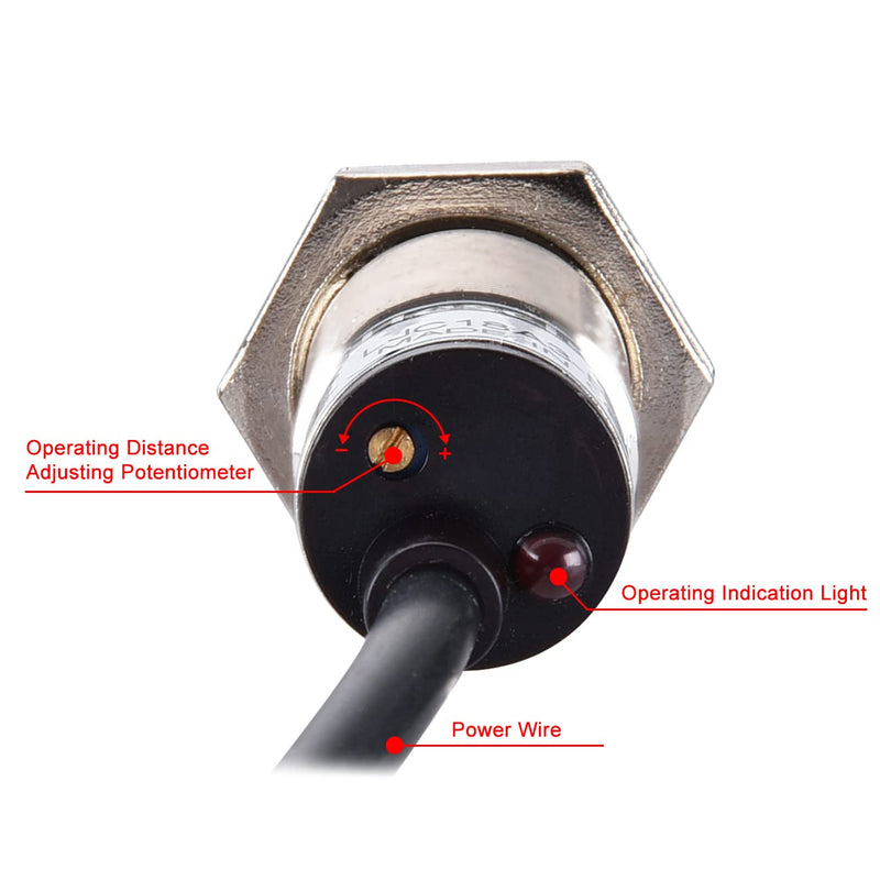 Heschen M18 Capacitive Proximity Sensor Switch Non-Shield Type LJC18A3-H-Z/BY Detection 10mm 10-30VDC 200mA PNP Normally Open(NO) 3 Wires