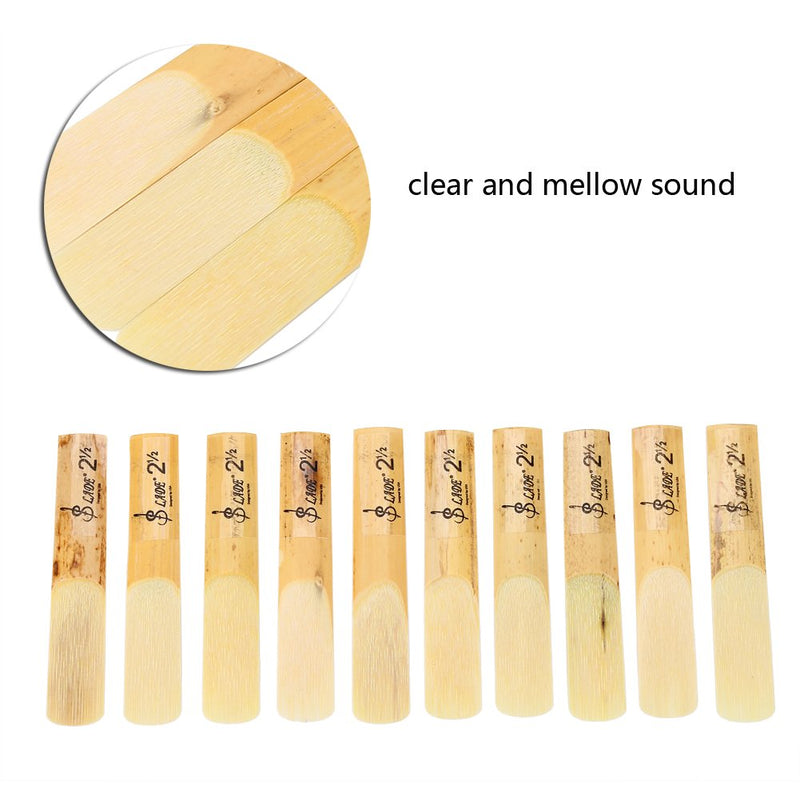 10Pcs Plastic Clarinet Reeds 2.5, B-Flat 2.5 Clarinet Reed Repair Parts with Individual Plastic Case