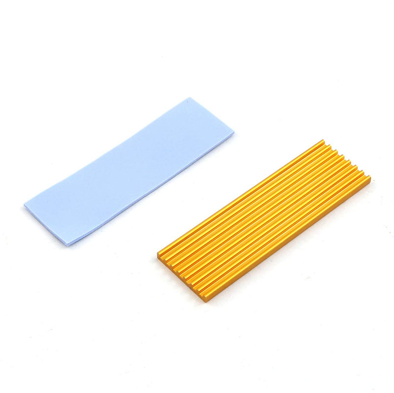 ZRM&E 1 Set M.2 2280 SSD Heatsink Cooling Solid State Drive Hard Disk Radiator Cooler Heat Sink Golden Kit with Silicone Thermal Pads 70x22x3mm