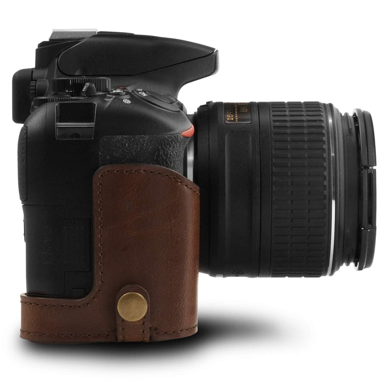 Megagear MG1536 Nikon D3500 Ever Ready Leather Camera Case and Strap - Dark Brown Compact