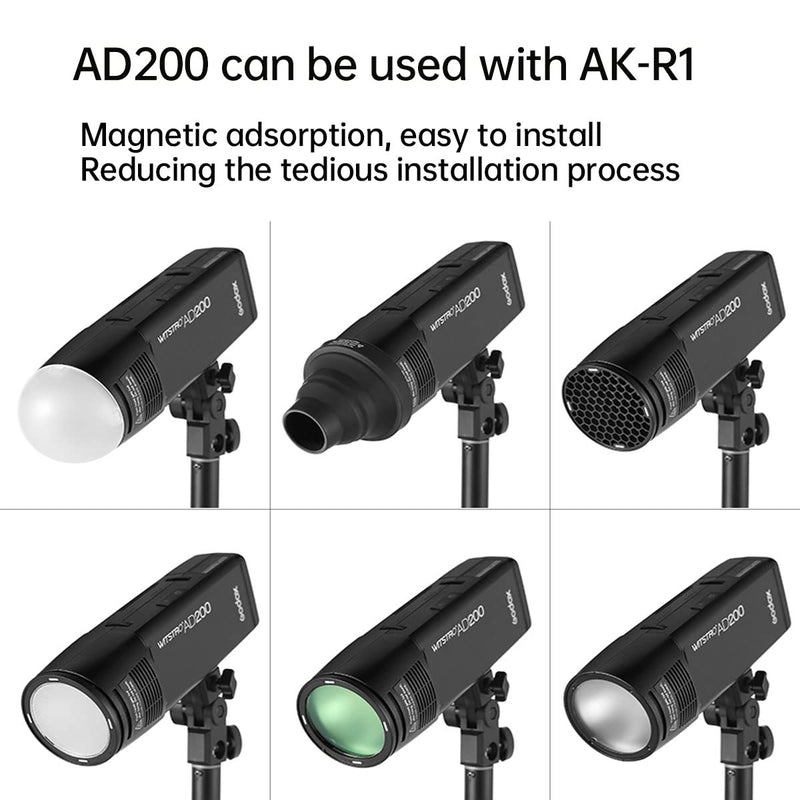 Godox AK-R1 Accessories Kit for Godox V1-S/V1-N/V1-C Speedlight, AD200 and AD200pro Pocket Flash, H200R Round Flash Head Accessories Kit with Magnetic Port Easy to Use