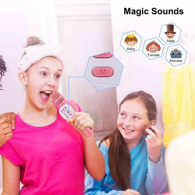 [AUSTRALIA] - VERKB Wireless Bluetooth Karaoke Microphone, Portable Karaoke Mic Speaker with RGB Lights Party Girl Boy Toy Microphone for Kids Fit for Android/iPhone/PC（Pink） Pink 