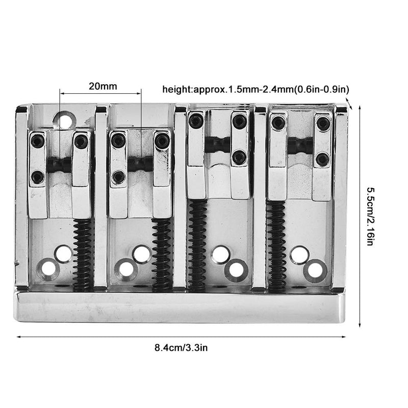 Dilwe 4 Saddle Hardtail, Guitar Bridge Tailpiece 84mm Metal Tailpiece Electric Bass Bridge Replacement Accessory