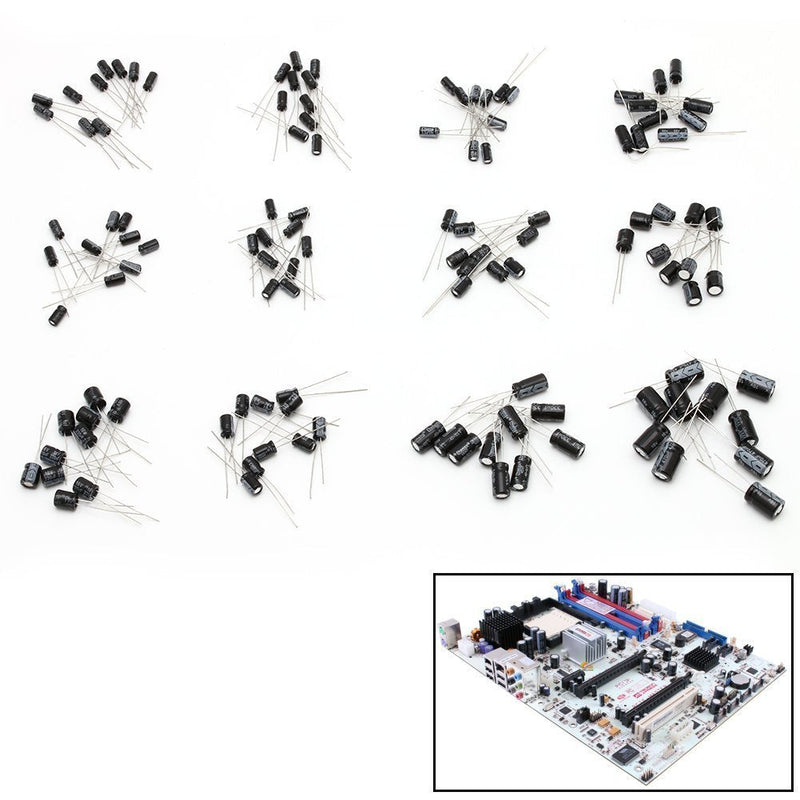 DollaTek 120PCS 1uF-470uF 12 Values Assorted Electrolytic Capacitor Assortment Kit Radial