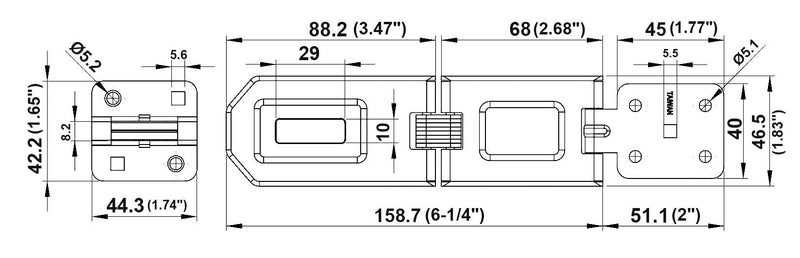 QCAA Extra Heavy Duty Concealed Safety Hasp, Flexible Link, with Hardened Staple, 7-1/2" Double Flexible, Black Coated, 1 Pack 7-1/2"
