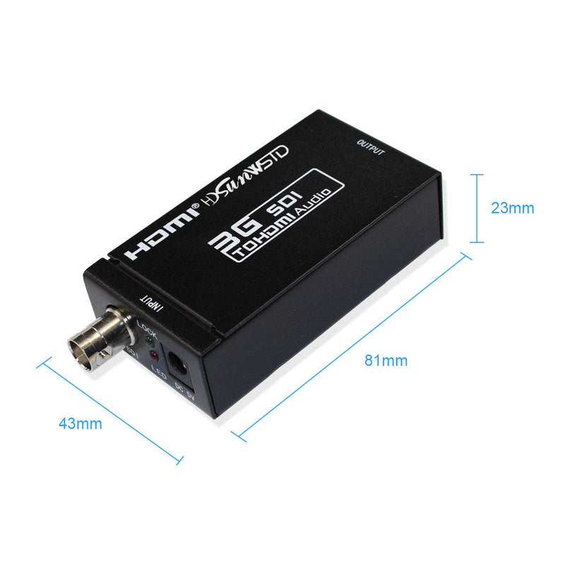 SDI to HDMI Adapter Video Converter Mini 3G HD 720p/1080p Sdi Hdmi Adapter for HD-SDI and 3G-SDI Signals