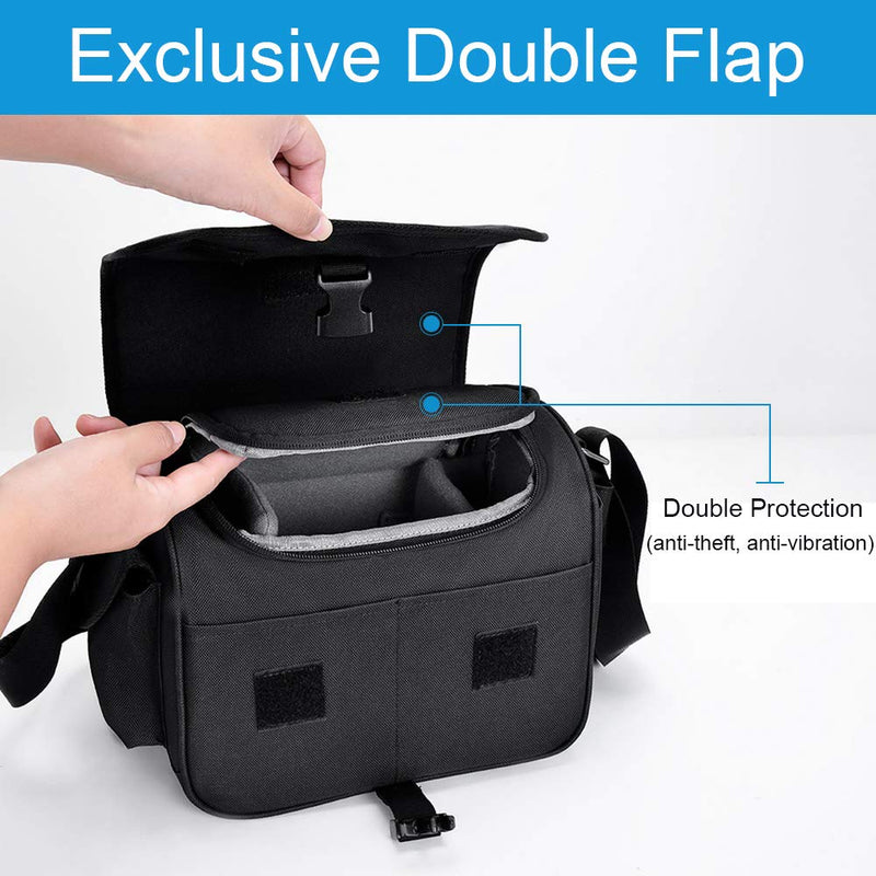 CADeN Camera Bag Case Shoulder Crossbody Bag Compatible for Nikon, Canon, Sony, DSLR SLR Mirrorless Cameras and Lenses (1.0 Black, Mdeium) 1.0 Black