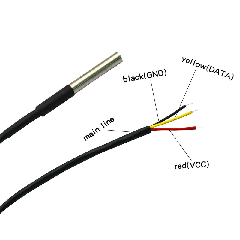 V TELESKY DS18B20 Temperature 6.6Ft Sensor Waterproof Temperature Sensor with Digital Thermal Stainless Steel Tube Probe for arduino(5 Pack) 2M