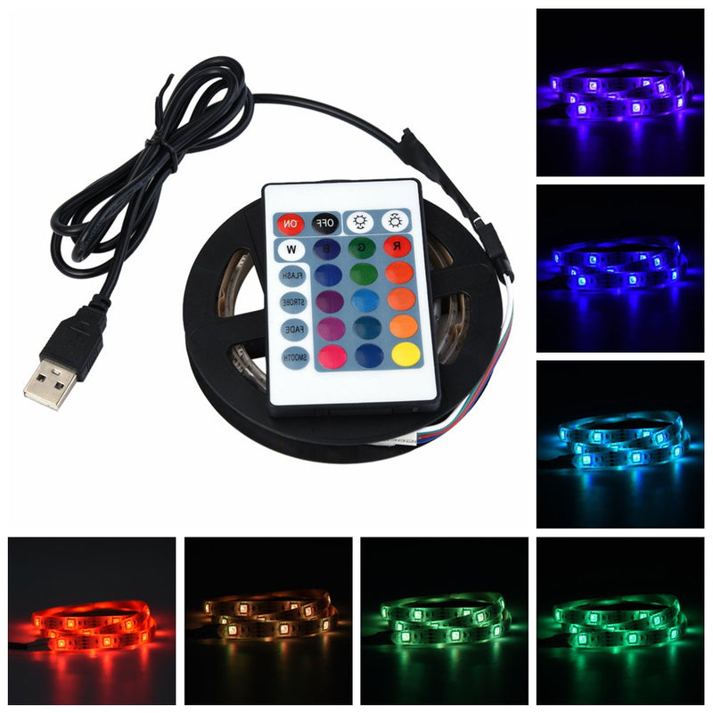 [AUSTRALIA] - Ymiko LED Strip Lights 5050 LED Tape Lights with Remote Control and DC 5V Power Supply Flexible Color Changing Flexible Strip Lights Waterproof for Home, Bedroom(1M 30LED) 1m 30led 