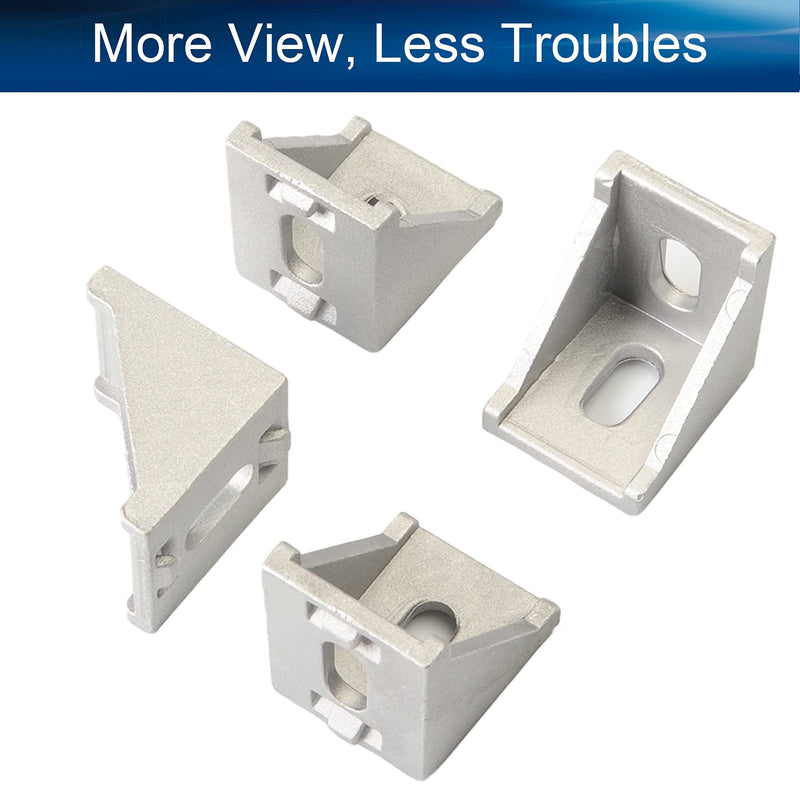 MroMax 10PCS Inner Angle Bracket Gusset Aluminum Alloy Inner Joint Bracket Suitable for 3030 Series Aluminum Extrusion Profile Silver