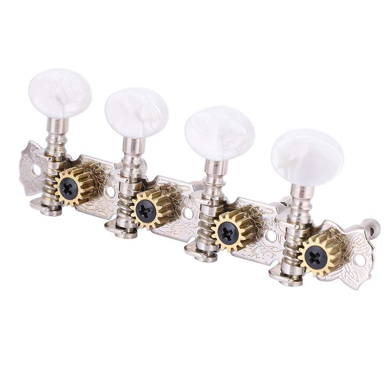 Alomejor Mandolin Tuning Pegs Mandolin Guitar Machine Heads 4L4R White Round Buttons Tuning Pegs for Mandolin