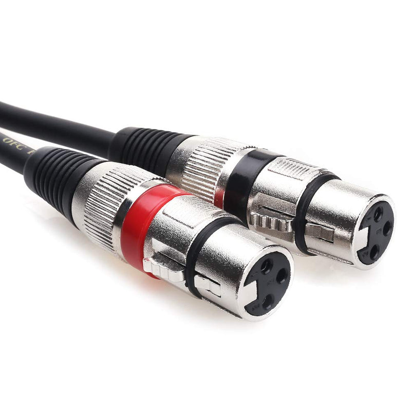 TISINO Dual XLR Female to 3.5mm Stereo Microphone Cable, Unbalanced Double XLR to 1/8 Inch Aux Mini Jack Y-Splitter Breakout Lead Mic Cord - 3.3 feet