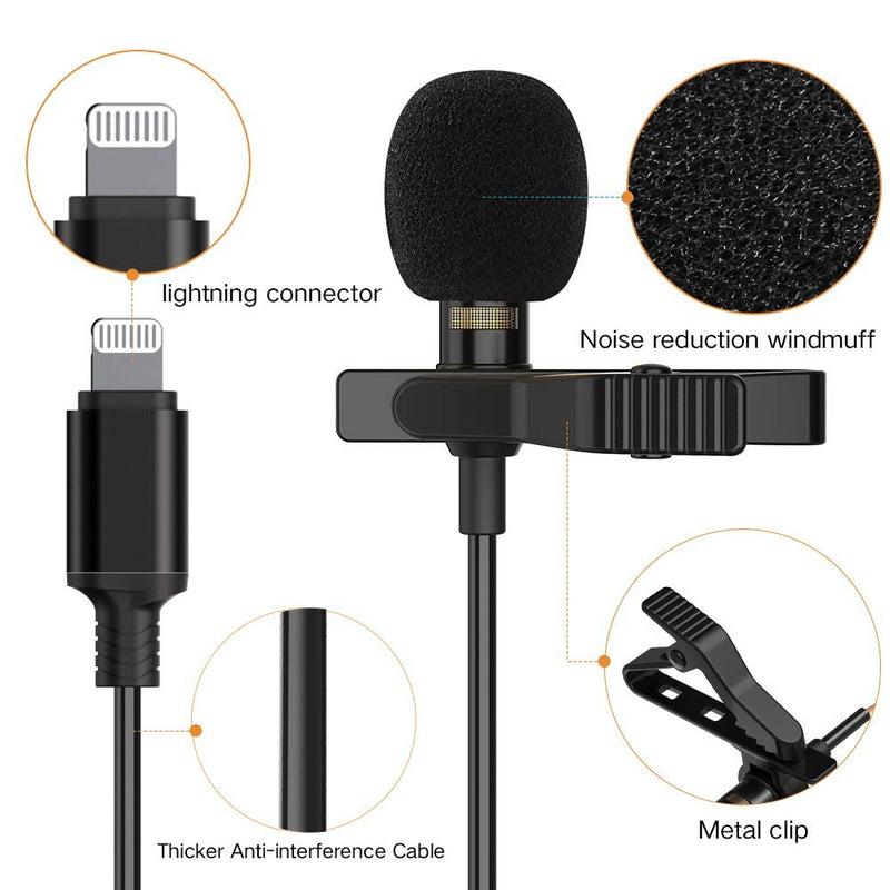 [AUSTRALIA] - Professional Lapel Microphone Omnidirectional Condenser Microphone for Streaming and Recording, Lavalier Microphone Compatible with iPhone Perfect for Audio Video, YouTube, Interview (6.6ft) 