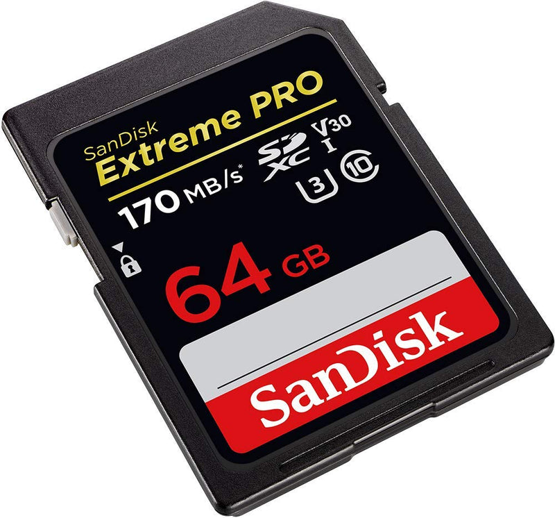 SanDisk 64GB SDXC Extreme Pro Memory Card Works with Canon EOS R, M50, M100 Mirrorless Camera 4K V30 UHS-I (SDSDXXY-064G-GN4IN) with Everything But Stromboli 3.0 SD/Micro Card Reader