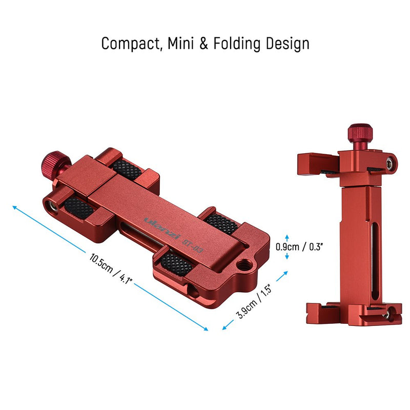 Andoer ST-03 Metal Phone Tripod Mount Clamp Holder Bracket with Hot Shoe Mount AS Quick Release Plate Replacement Compatible with iPhone X 8 76s Plus Replacement for Samsung Smartphone