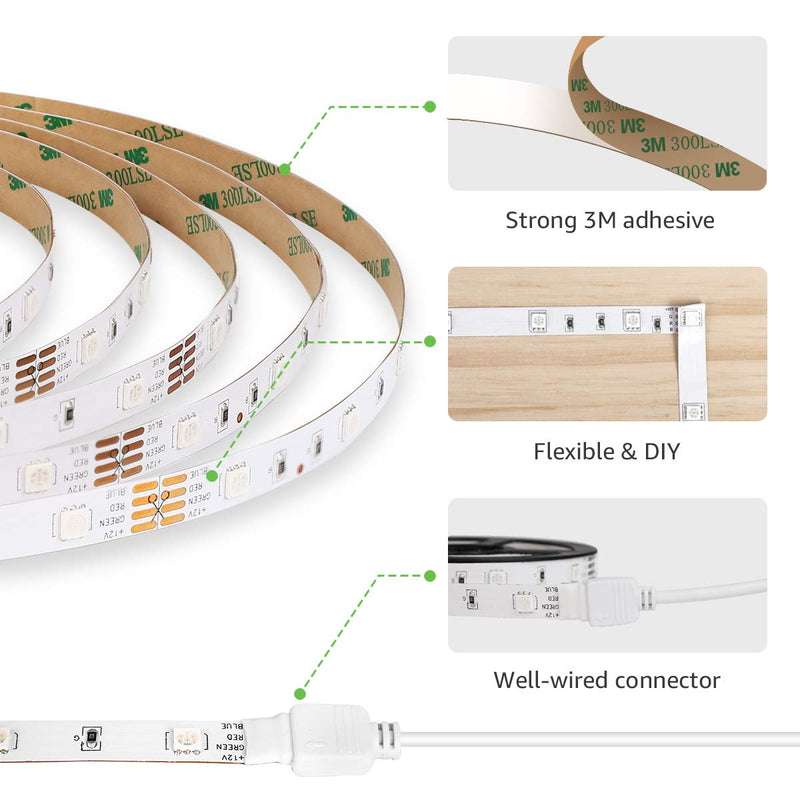 [AUSTRALIA] - LE LED Strip Lights, WiFi Smart 32.8ft Color Changing LED Strips, SMD 5050 LED Rope Light, App&Remote Controlled, Tape Light for Bedroom, Home and Kitchen 