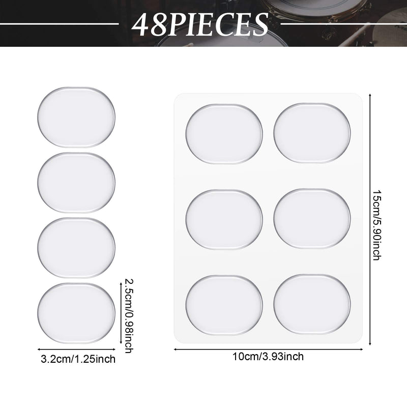 48 Pieces Drum Dampeners Gel Pads Silicone Drum Silencers Soft Drum Dampening Gel Pads Drum Mute Pads for Drums Tone Control (Transparent) Transparent