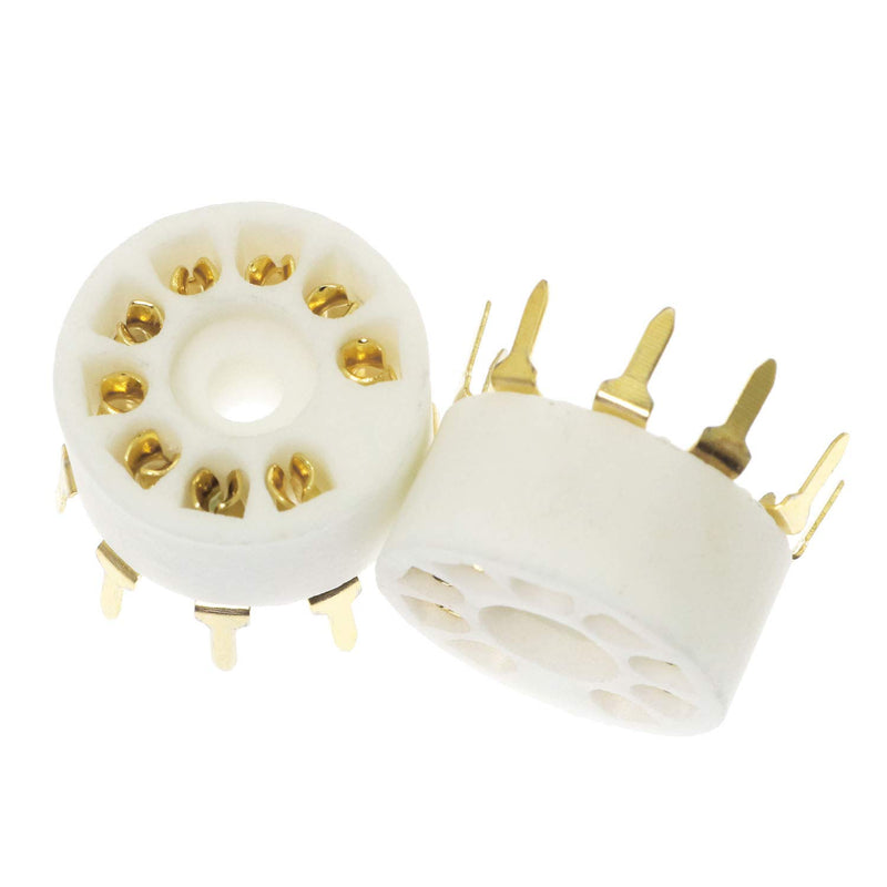 [AUSTRALIA] - Magic&shell 4PCS B9A Ceramic 9 Pin Gold PCB Tube Socket for 12AX7/ECC83/6922/6n11 