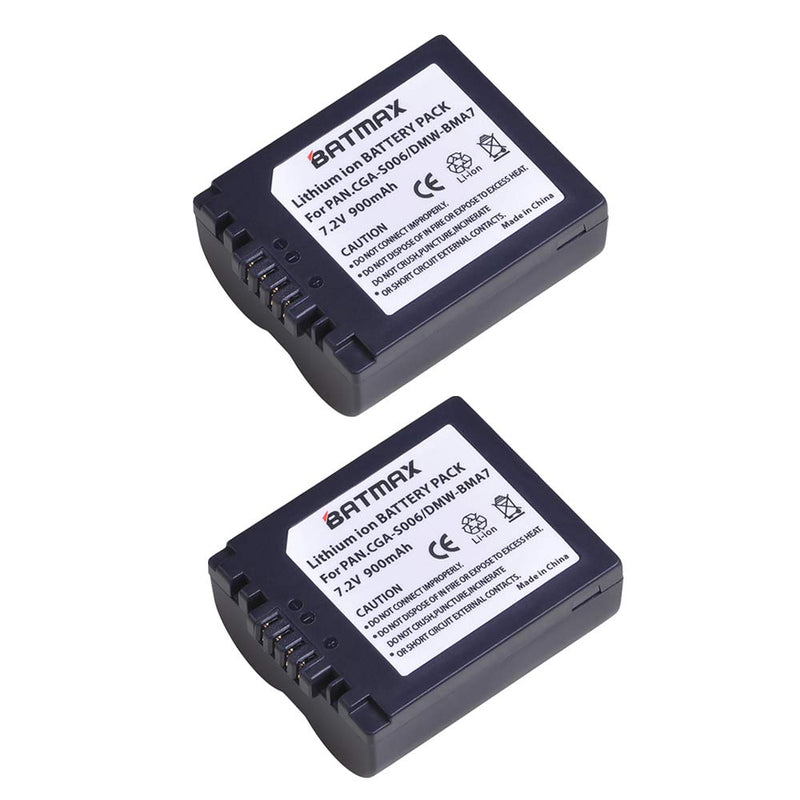 Batmax 2Packs CGA-S006 CGA-S006E DMW-BMA7 Battery + LCD USB Battery Charger for Panasonic Lumix DMC-FZ7, DMC-FZ8, DMC-FZ18, DMC-FZ28, DMC-FZ30, DMC-FZ35, DMC-FZ38, DMC-FZ50 Digital Cameras