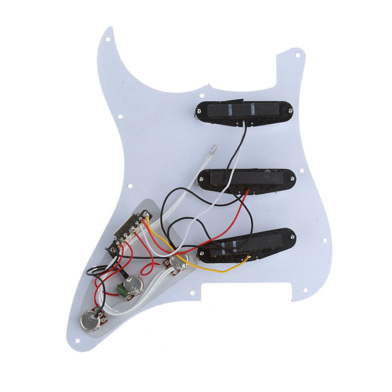 Musiclily 11 Hole SSS Prewired Loaded Pickguard with Single Coil Pickups Set for Strat Style Guitar, 4Ply White Pearl