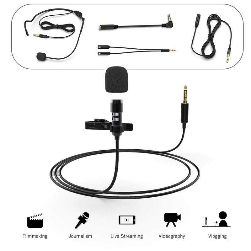 [AUSTRALIA] - Fifine Lavalier Lapel Microphone, 3.5mm Clip On Mic for YouTube Video Recording Vlog, Mini External Mic for iPhone iPad Android Cell Phone DSLR Camera PC Laptop Mac Computer, Noise Reduction-C1 
