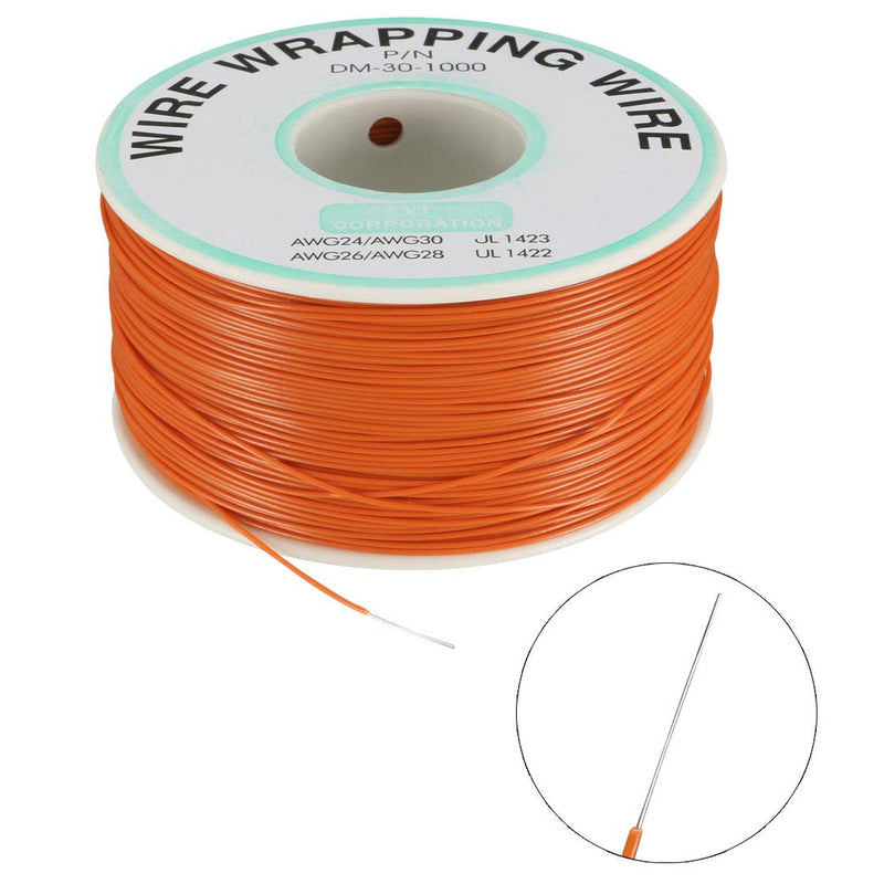 uxcell OK Wire Tin Plated Copper Cord Wire Wrapping P/N DM-30-1000 30 AWG 820ft Length Orange