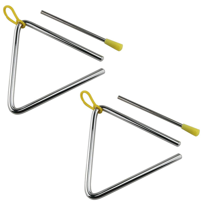 E-outstanding Rhythm Steel Triangle 2PCS 5 Inch Musical Steel Triangles Percussion Instruments with Strikers