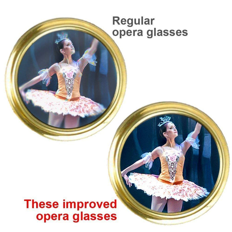 HQRP Opera Glasses Rose/Pink-pearl with Gold Trim w/Crystal Clear Optic (CCO), Extendable Handle Pink with Gold