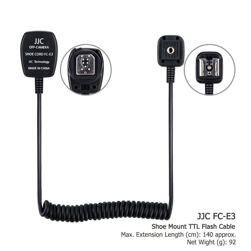[AUSTRALIA] - Flash TTL Cord JJC Off-Camera Flash Hot Shoe Cord for Canon R5 R6 RP R T8i T7 T7i T6 T6i T6s T5 T5i SL3 SL2 90D 80D 77D 6D Mark II 5D Mark IV M50 M6,etc Replaces Canon OC-E3 Cord -1.3m 