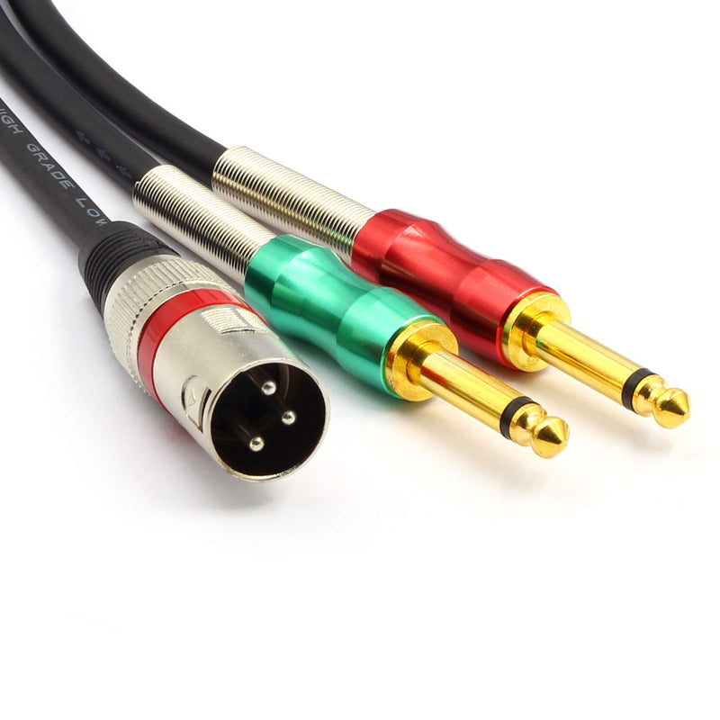 [AUSTRALIA] - SiYear XLR 3 Pin Male to Double 6.35mm 1/4" TS Male Y Splitter Cable, Dual Mono Male (1/4 inch) 6.35mm to XLR Male Plug Stereo Microphone Cables(3.3Feet) 3.3Feet 1M 