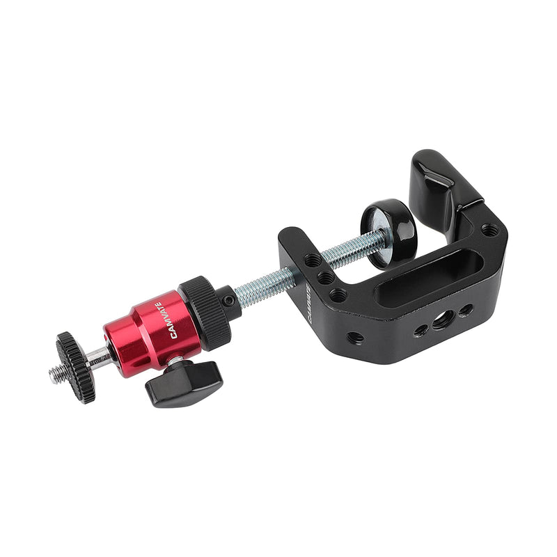 CAMVATE Multiple-Function C Clamp Desktop Holder with Adjustable 1/4"-20 Ball Head Mount for Photographic Accessories(Red) - 2884