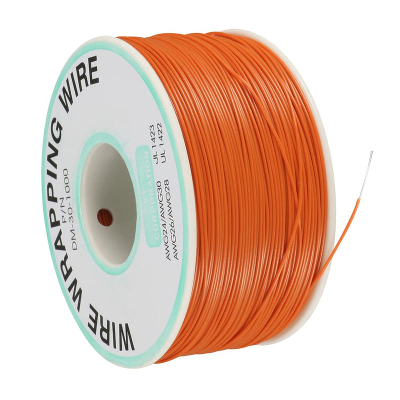 uxcell OK Wire Tin Plated Copper Cord Wire Wrapping P/N DM-30-1000 30 AWG 820ft Length Orange