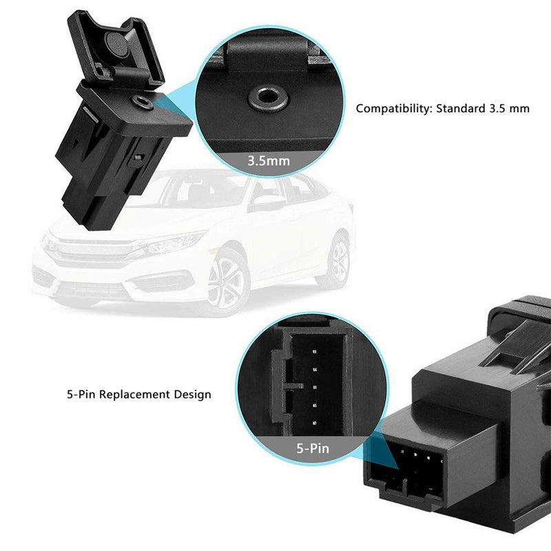 AORRO Auxiliary Port Replacement for Honda Civic 06-11, CRV 09-11, Acura MDX 08-09, TL 07-08, Aux Input Jack Stereo Adaptor 39112-SNA-A01