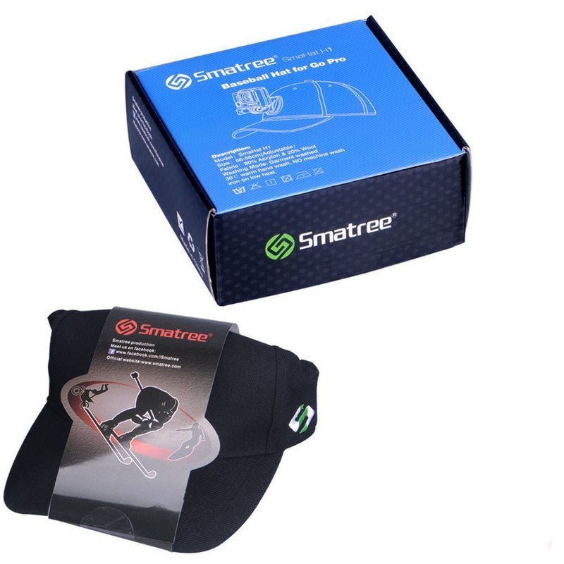 Smatree Baseball Hat with Quick Release Buckle Mount Compatible for GoPro 5 Session Hero 10/9/8/7/6/5/4/3 Plus/3/2/1/DJI OSMO Action Cameras (L 58-60cm) Black
