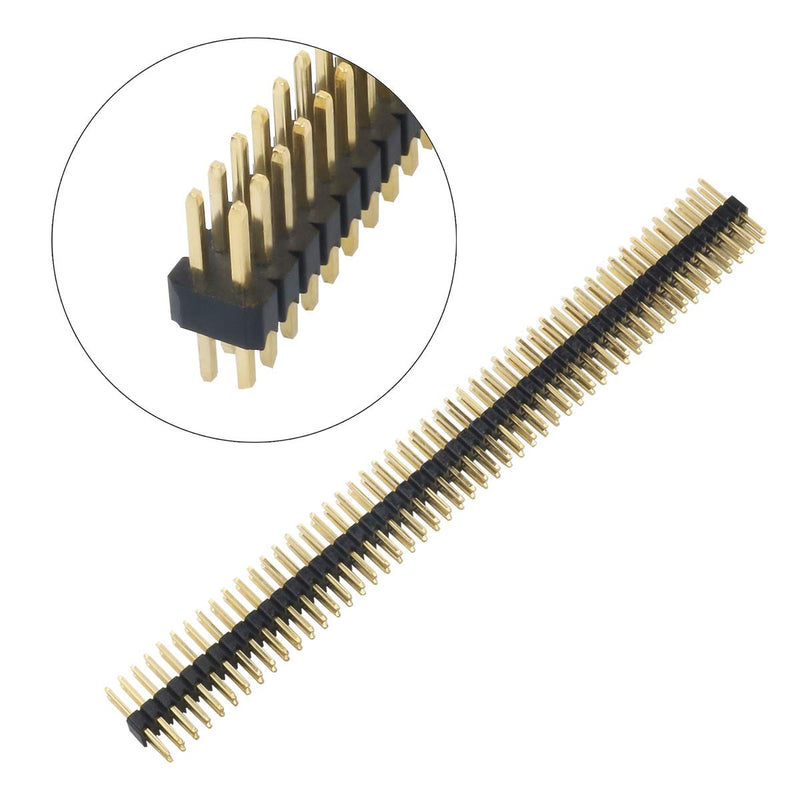 QMseller 15pcs 50 Way Double Row Straight Pin Male Header Strip 1.27mm Pitch