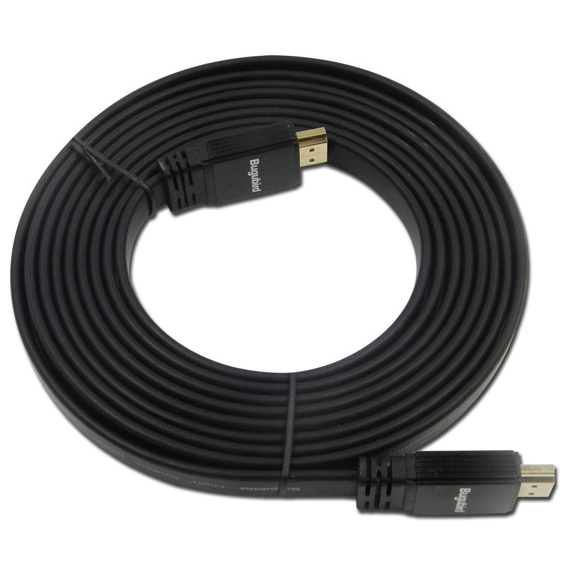 4K Flat HDMI Cable 30ft - Bugubird High Speed 18Gbps HDMI 2.0 Cable with Ethernet Support 4K @60Hz Ultra HD 2160P 1080P 3D HDR and Audio Return(ARC) - 3 Colors and Multiple Lengths are Available black+black