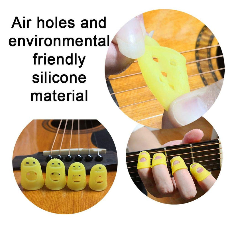 60Pcs Guitar Finger Protectors, 10 Guitar Picks, Pick Holder, Guitar Fingertip Protectors for Beginner Playing Ukulele Electric Guitar