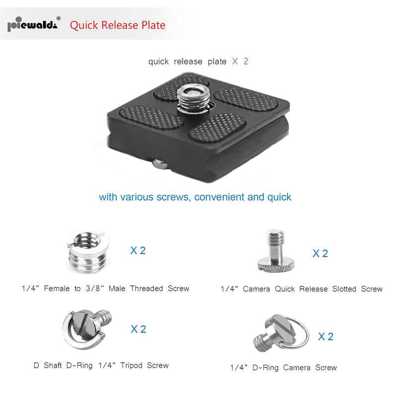Aluminum Metal Quick Release Plate with 1/4" D-Ring Screw/Slotted Screw and 3/8" to 1/4" Mount Screw Adapter, Niewalda Tripod Mounting Plate Fits Arca-Swiss for SLR Camera Tripod Ball Head (PU-40) PU-40