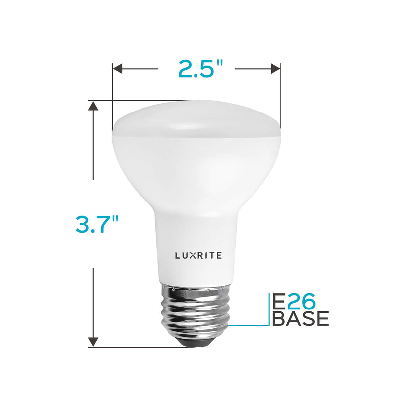 Luxrite BR20 LED Bulb, 45W Equivalent, 2700K Warm White, Dimmable, 460 Lumen, R20 LED Flood Light Bulb 6.5W, Energy Star, Damp Rated, E26 Base, Perfect for Recessed and Track Lighting (4 Pack) 4 Pack 2700K (Warm White)