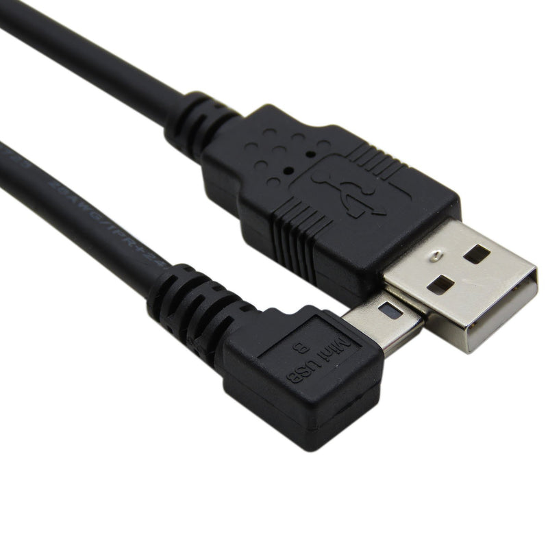CABLEDECONN 6FT Mini USB B Type 5pin Male Left Angled 90 Degree to USB 2.0 Male Data Car GPS Devices Cable