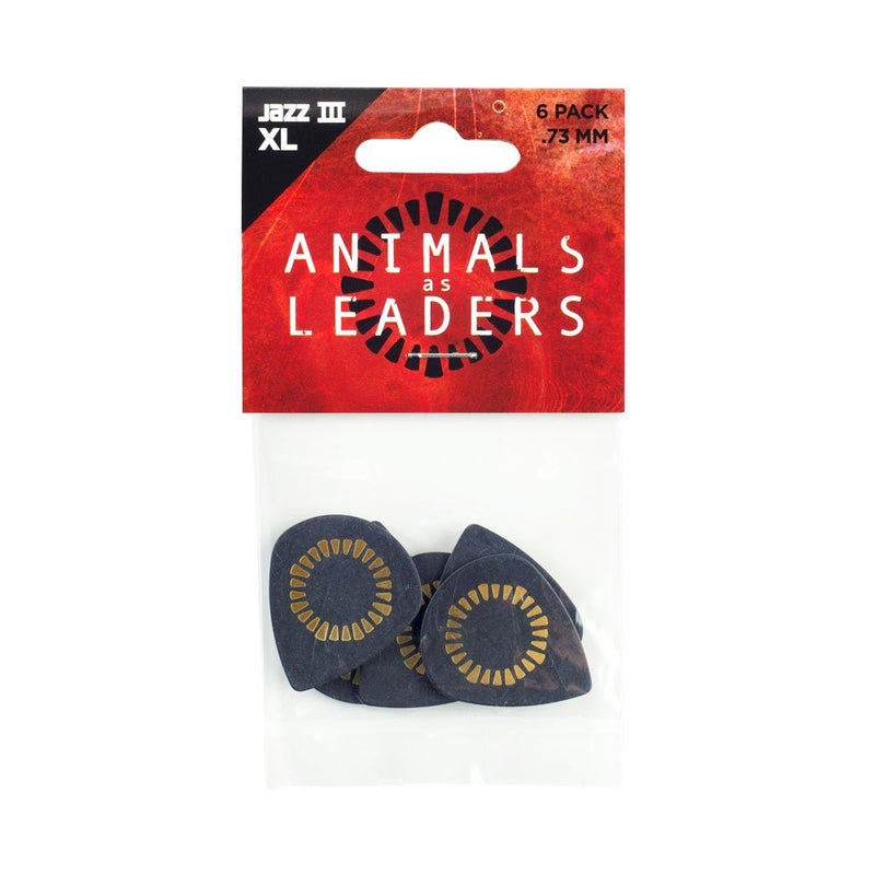 Dunlop AALP04 Animals As Leaders Javier Reyes Tortex Jazz III XL, .73mm, Black, 6/Player's Pack