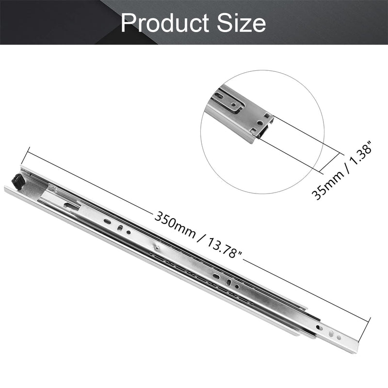 MroMax 14-Inch Drawer Slides, Full Extension Ball Bearing Slide Track Rail 35mm Wide 100lb Capacity Silver Tone 1 Pair